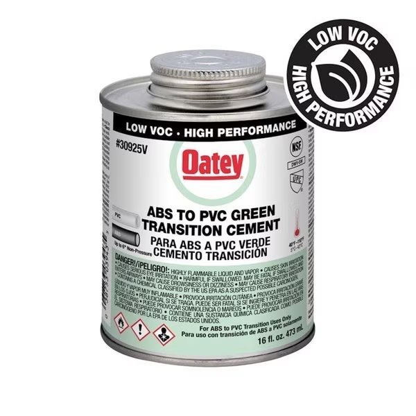 Green Transition Cement For ABSPVC 16 oz, Oatey, Mfr#: 30925V